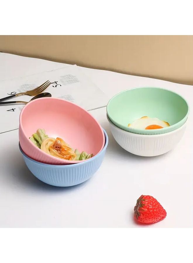 Thickened Striped Food Grade Bowls 4pcs Off White Pink Green Blue Dishwasher Microwave Safe - Image 4